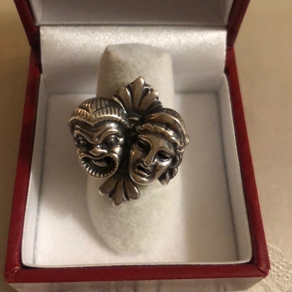 Cini Jewelry Vintage Cini Sterling Silver Drama Mask Ring Poshmark